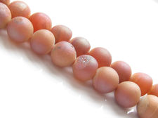 Picture of 8x8 mm, round, gemstone beads, druzy agate, peachy orange, frosted