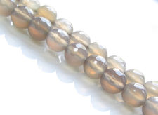 Picture of 8x8 mm, round, gemstone beads, agate, warm grey or greige, faceted, natural