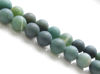 Picture of 8x8 mm, round, gemstone beads, moss agate, green, natural, frosted