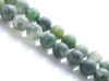 Picture of 6x6 mm, round, gemstone beads, moss agate, green, natural, frosted