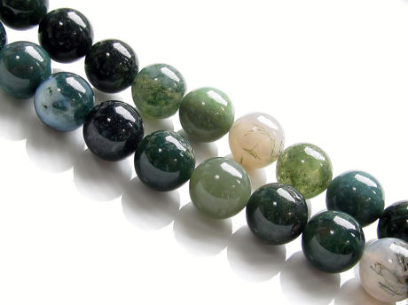 Image de 10x10 mm, perles rondes, pierres gemmes, agate mousse, verte, naturelle