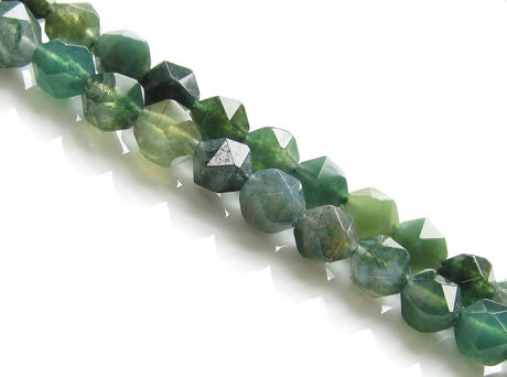 Image de 5x6 mm, perles rondes à coupe anglaise, pierres gemmes, agate mousse, verte, naturelle, à facettes