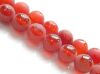 Picture of 8x8 mm, round, gemstone beads, red carnelian, frosted, butterfly design