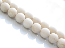 Picture of 8x8 mm, round, gemstone beads, river stone, antique white, natural, frosted