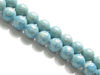 Picture of 8x8 mm, round, gemstone beads, river stone, light viking blue