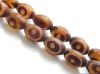 Picture of 12x8 mm, rice, gemstone beads, agate, Tibetan style, opaque beige brown on translucent agate