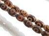 Picture of 12x8 mm, rice, gemstone beads, agate, Tibetan style, deep brown and white, frosted