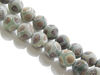 Picture of 8x8 mm, round, gemstone beads, agate, Tibetan style, beige brown and grey green, frosted