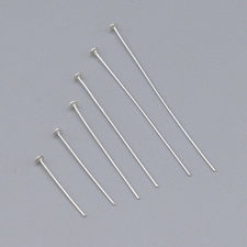 Afbeeldingen van Nietstiften, 3.5 cm, 0.511 mm, met bolletje, sterling zilver, 2 stuks