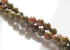 Image de 6x6 mm, perles rondes, pierres gemmes, unakite, naturelle