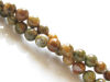 Image de 6x6 mm, perles rondes, pierres gemmes, rhyolite, verte, naturelle