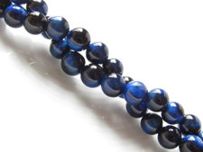 Picture of 6x6 mm, round, gemstone beads, tiger eye, blue