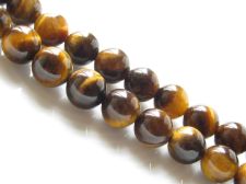 Picture of 8x8 mm, round, gemstone beads, golden-brown tiger eye, natural, A-grade