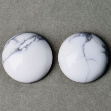 Image de 18x18 mm, rond, cabochons de pierres gemmes, howlite, blanche, naturelle
