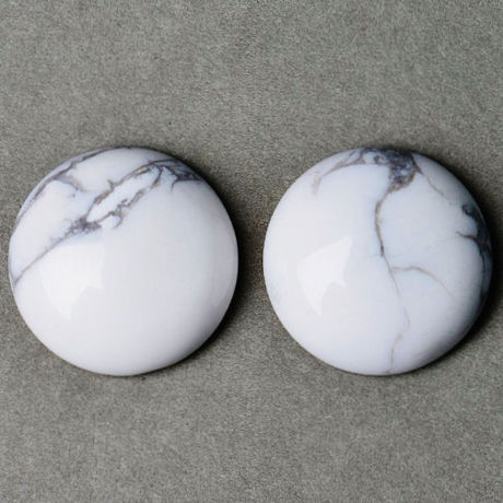 Image de 18x18 mm, rond, cabochons de pierres gemmes, howlite, blanche, naturelle