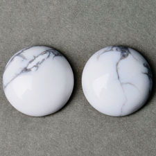 Image de 14x14 mm, rond, cabochons de pierres gemmes, howlite, blanche, naturelle
