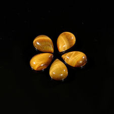 Afbeelding van 13x18 mm, druppelvormige, edelsteen cabochons, tijgeroog, goud-bruin, natuurlijk