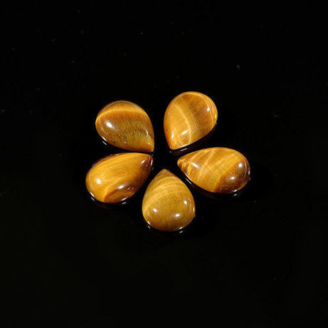 Picture of 13x18 mm, drop, gemstone cabochons, tiger eye, golden-brown, natural