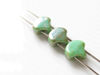 Picture of 7.5x7.5 mm, fan-shaped beads, Ginkgo leaf, Czech glass, 2 holes, opaque, turquoise green, Rembrandt finishing