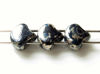 Picture of 7.5x7.5 mm, fan-shaped beads, Ginkgo leaf, Czech glass, 2 holes, opaque, jet black, Rembrandt finishing