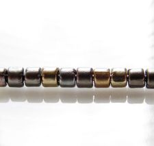 Afbeeldingen van Tsjechische cilinder rocailles, maat 10, metaalkleur, leer kleur, mat, 5 gram