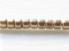 Picture of Czech cylinder seed beads, size 10, metallic, flax or light gold, matte, 5 grams