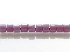 Picture of Czech cylinder seed beads, size 10, opaque, chalk white, metallic amethyst purple, luster, 5 grams