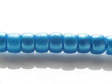 Picture of Czech seed beads, size 8, opaque, azuro blue, pearl shine