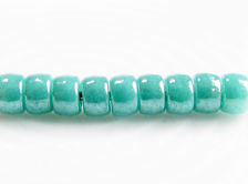 Image de Perles de rocailles tchèques, taille 8, opaque, turquoise ou vert bleu moyen, lustré
