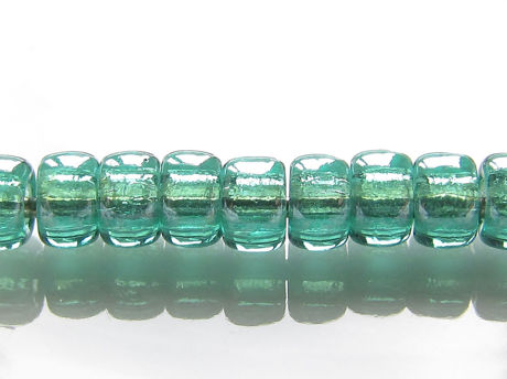 Picture of Czech seed beads, size 8, transparent, emerald green, luster