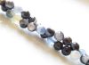 Picture of 6x6 mm, round, gemstone beads, natural striped agate, brown and blue