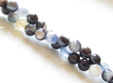 Image de 6x6 mm, perles rondes, pierres gemmes, agate naturelle rayée, bleu et brun