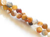 Picture of 6x6 mm, round, gemstone beads, striped agate, grey and golden-brown, natural, frosted