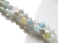 Picture of 6x6 mm, round, gemstone beads, multicolored aquamarine, natural