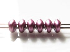 Picture of 5x2.5 mm, SuperDuo beads, Czech glass, 2 holes, opaque, plum purple, pearl shine