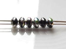 Image de 5x2.5 mm, perles SuperDuo, de verre tchèque, 2 trous, opaque, noir de jais, finition vitrail