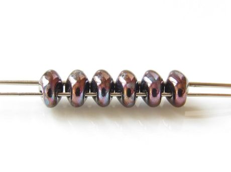Picture of 5x2.5 mm, SuperDuo beads, Czech glass, 2 holes, opaque, jet black, nebula finishing