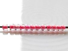 Image de Perles de rocailles japonaises, rondes, taille 11/0, Toho, doublé rose vif, cristal arc-en-ciel
