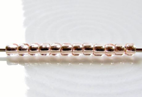 Picture of Japanese seed bead, round, size 11/0, Toho, silver-lined, Rosaline crystal