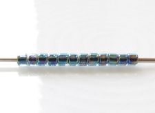 Image de Perles cylindrique, taille 11/0, Treasure, doublé bleu noir, cristal arc-en-ciel, 5 grammes