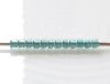 Picture of Cylinder beads, size 11/0, Treasure, teal green-lined, rainbow crystal, 5 grams