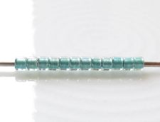 Image de Perles cylindrique, taille 11/0, Treasure, doublé vert sarcelle, cristal arc-en-ciel, 5 grammes