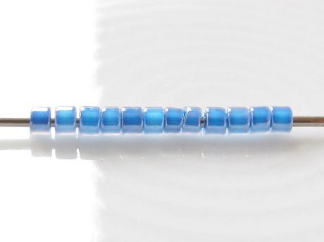 Afbeeldingen van Cilinder kralen, maat 11/0, Treasure, ondoorzichtig, denim blauw, Ceylon glans, 5 gram
