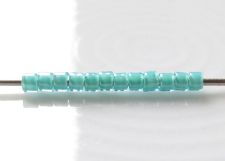 Image de Perles cylindrique, taille 11/0, Treasure, doublé vert citron, cristal bleu turquoise, 5 grammes
