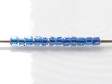 Image de Perles cylindrique, taille 11/0, Treasure, doublé bleu foncé, finition bleu saphir clair, 5 grammes