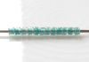 Image de Perles cylindrique, taille 11/0, Treasure, doublé vert sarcelle, bleu saphir clair, finition arc-en-ciel, 5 grammes